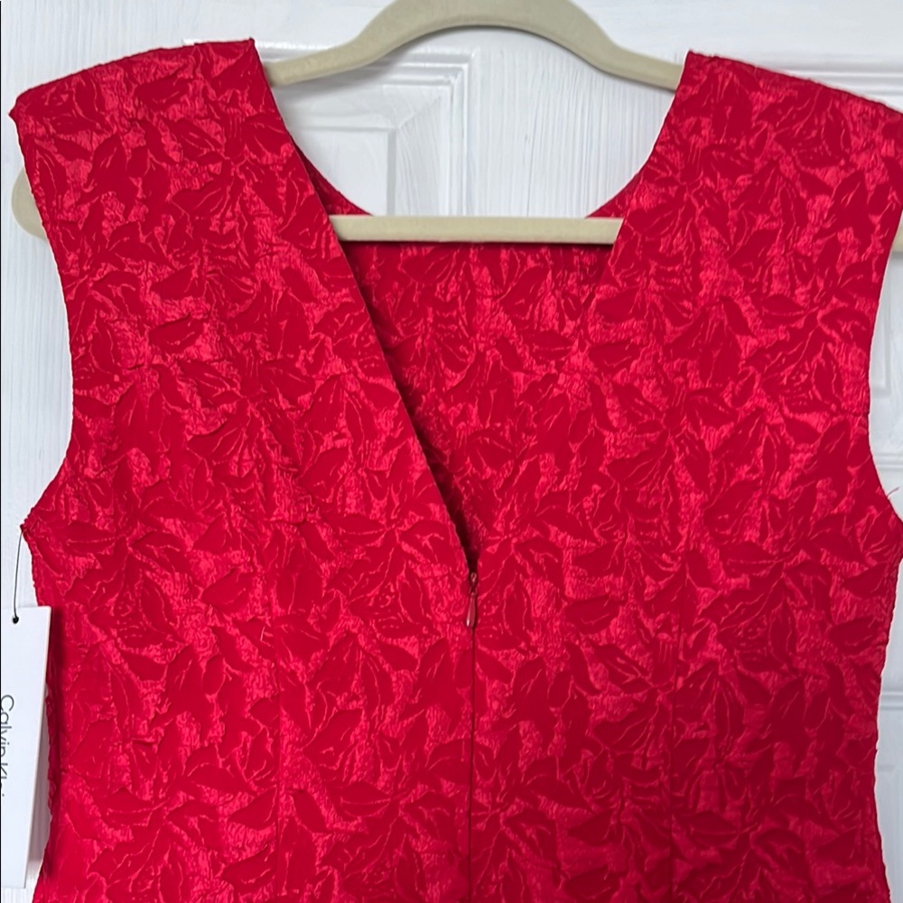 Calvin Klein Red Textured Midi Dress sz 10 - Picture 4 of 4